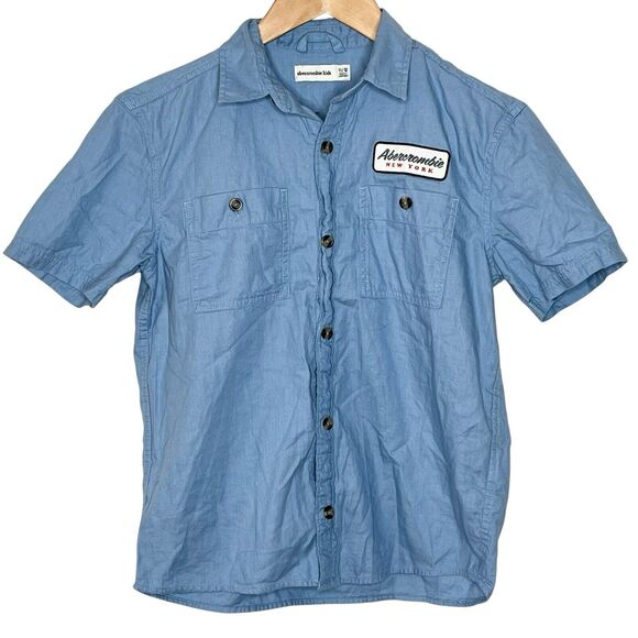 Abercrombie & Fitch New York Work Shirt Kids Boys 11/12 Y2K Auto Club - Picture 1 of 7